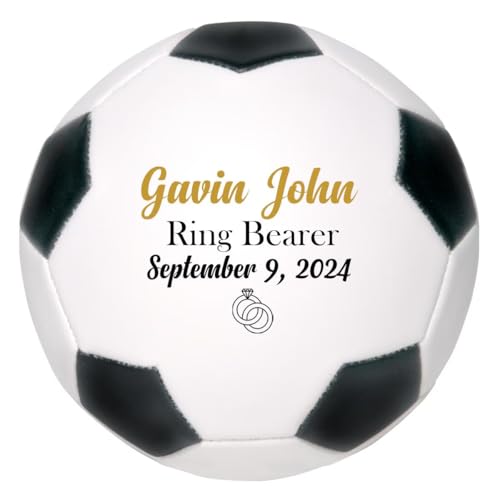 Personalized Custom Ring Bearer Soccer Ball Proposal Gift for Wedding Party Ring Security | Customizable with Name and Wedding Date (Mini Size 6