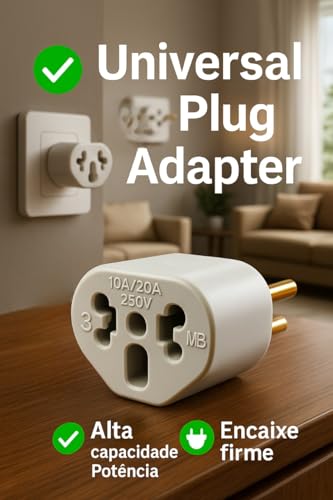 Kit 2 Adaptadores de Tomada Universal Bob Love 10A/20A – Plug Benjamin Bivolt 110V/220V, Compatível com Padrão Novo e Antigo, Eletrodomésticos, Carregadores e Eletrônicos em Geral – Branco
