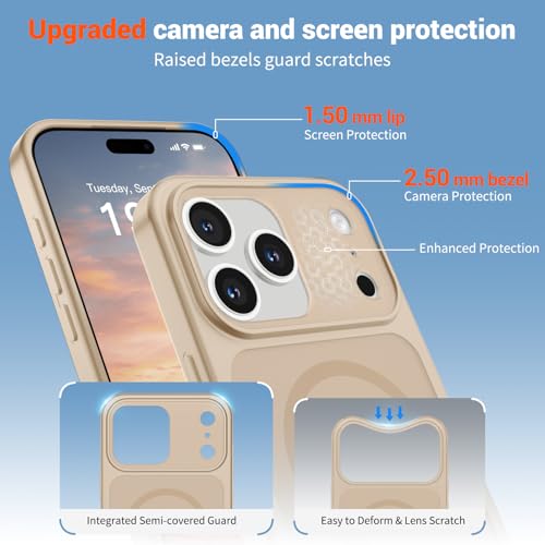 Image of SUPFINE Magnetic for iPhone 17 Pro Max Case Desert Gold | (Compatible with MagSafe)(Military Grade Drop Protection)(Camera Protection)Translucent Matte Phone Cover