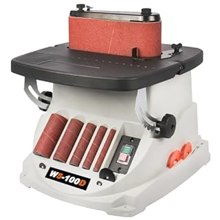 KAKA INDUSTIRAL Spindle Sander,Drum Sander Vertical Oscillating Edge Belt and Spindle Sander 2 in 1 Compact Woodworking Machine for DIY Hobbyists 450W Motor 5 Sleeves Included​ WS-100D