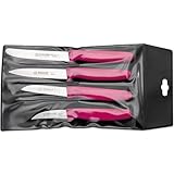 Giesser Allzweckmesser Set 4-teilig - Grifffarbe pink - Messerset Küchenmesser zum Schneiden und Schälen von Obst & Gemüse