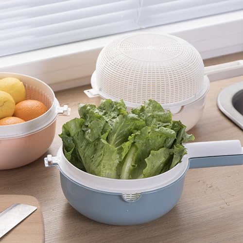 Colador doble capa con asa para lavar arroz y frutas miniatura 3