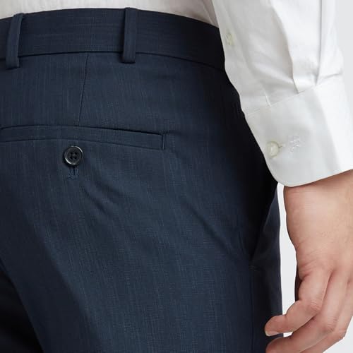 Image of Raymond Men's Slim Fit Mid Rise Solid Pattern Polyester Viscose Blend Flat Front Trouser