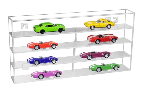 Better Display Cases Clear Acrylic Model Car Display Case with 4 Shelves and Clear Wall Mount (Vertical or Horizontal) - (A123)