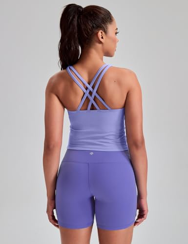 Image of HeyNuts Longline Zeal Bras Medium Impact Wirefree Sports Bras Workout Crop Tank Tops with Removable Pads, A-D Cups