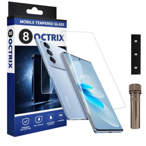 Image of Curved UV Tempered Glass Screen Protector for Vivo V27 Pro | Transparent | Pack of 1 | Full Screen Coverage with UV Installation Kit