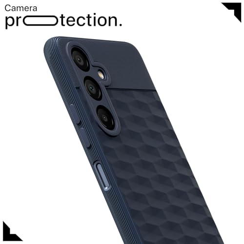 Image of Pikkme Back Cover for Samsung Galaxy F15 5G / Samsung Galaxy M15 5G Camera Protection 3D Hexa Cube Design Silicone Protective Bumper Case (Blue)