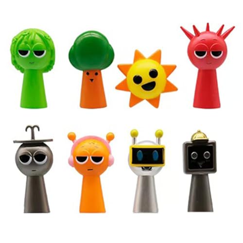 Zhongkaihua Figura Sprunki de 6,5 cm, 8 lápices con tapa de anime, modelo de coche, hogar, escritorio, estantería, Navidad, cumpleaños, fiesta, decoración, regalo para los fans
