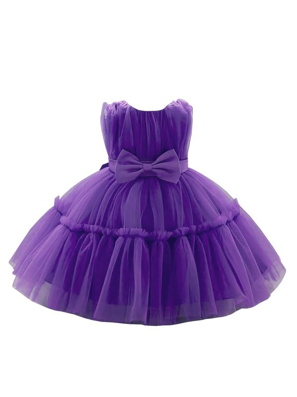 Image of Niren Enterprise Buggu Net Flared Ruffle Pattern Sleeveless Baby Girl's Knee Length Frock