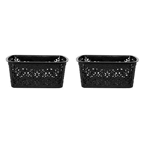 Image of Cutting EDGE Plastic Turkish Storage Basket, Small, Black (Set of 2)