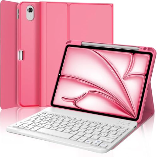 Cover con Tastiera per iPad Air 11 pollici M4 2026/M3 2025/M2 2024 con Italiano QWERTY Senza fili Rimovibile Bluetooth Tastiera per ipad Air 11 M4/M3M2 2026/2025/2024 con Vano porta-stilo, Rosso