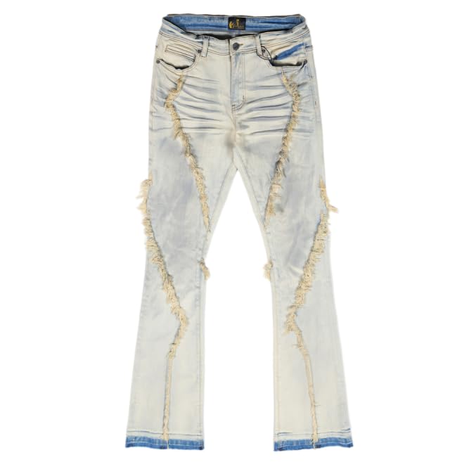 Men's Slim-fit Mid-Rise Denim Straight-Leg Fringed Pants Casual Retro Men's Jeans