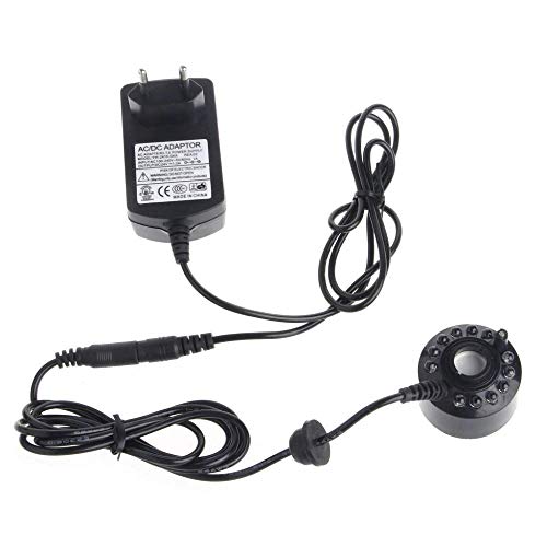 xcluma 24V 12 LED With Adapter Color Changing Ultrasonic Mist Maker Fogger for Water Fountain Incubators Air Humidifier