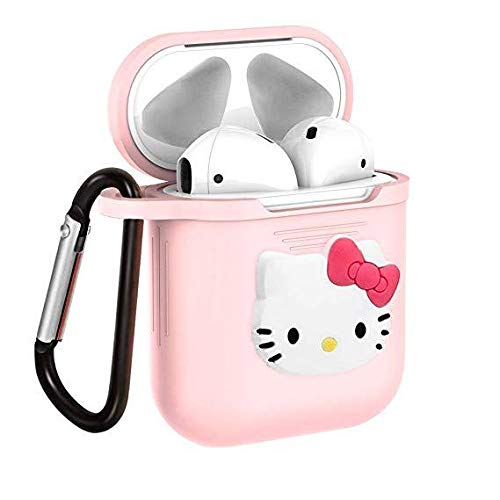 Surmoler Airpods Case Airpods Accessories Protective Silicone Cover and Skin with Carabiner for Airpods Charging Case (Hello Kitty) (Hello Kitty)