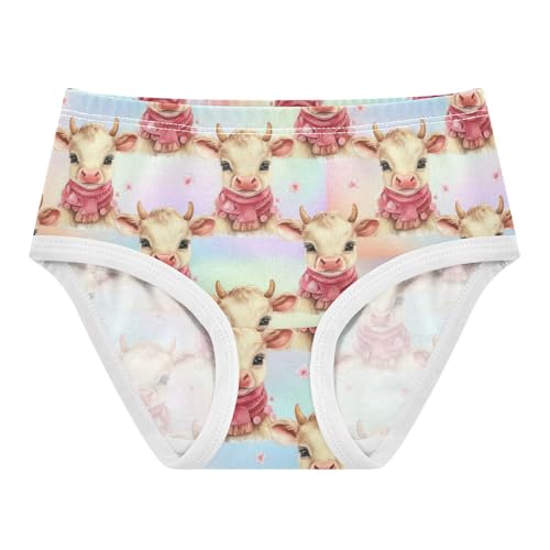 Joisal Cute Cow Rainbow Gradation Girl Panties Cute Toddler Girls Underwear Cotton Aesthetic Kids Briefs Undies 2t