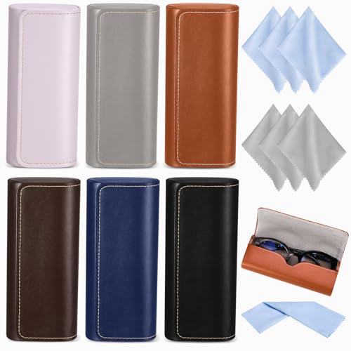 Image of 6Pack Glasses Case, Eyeglasses Case Hard Shell, Lightweight Portable Case for Sunglasses Eye Glasses Case with Cleaning Cloth
