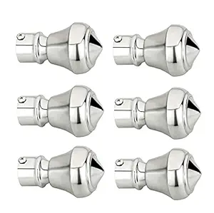 QUROLY Stainless Steel Curtain Brackets Set for Door and Window Fitting - Pack of Curtain Finials 6 Pcs Suitable for 1 Inch Rod ( Silver )