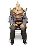 Spirit Halloween Sitting Scarecrow Animatronic | Halloween Décor | Horror Décor | 4.5 Feet | Scary Decoration | Motion and Sound Activated.