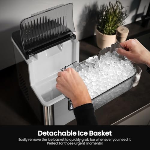 Image of Kismile Nugget Ice Makers Countertop,Portable Ice Machine with Crushed Ice, 35lbs /Day,Self-Cleaning,One-Click Operation for Home Use(Stainless Steel Silver)