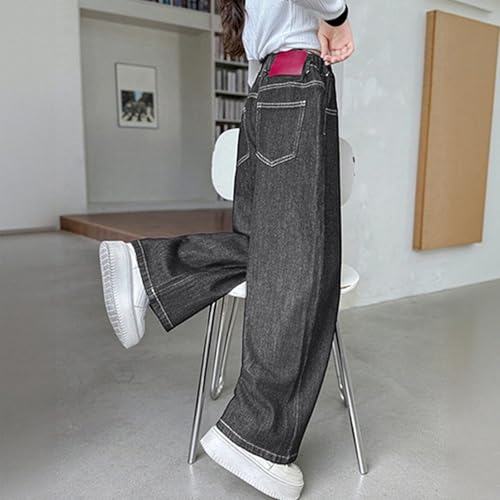 Pantalones vaqueros para niñas de corte recto holgado estilo juvenil 2