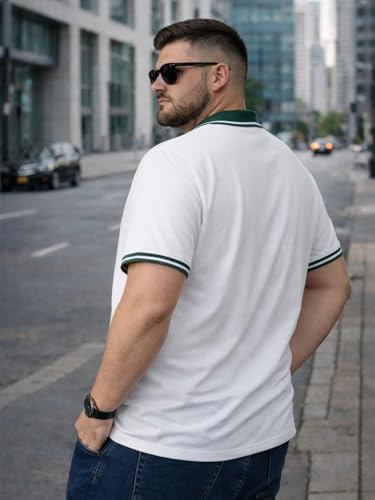 Image of Veirdo Men's Classic Fit Plus Size Polo T-Shirt, Half Sleeve, Stylish Cotton Tee, Formal & Casual Wear, Comfortable & Durable (3XL-5XL)