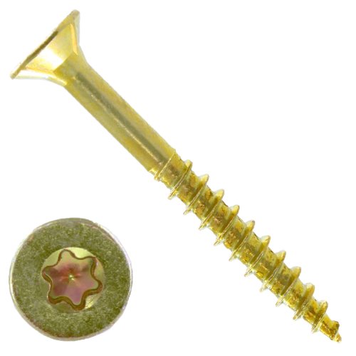 Preisvergleich Produktbild 200 Spanplattenschrauben Senkkopf Fräsrippen TX20 gelb verzinkt 4x35