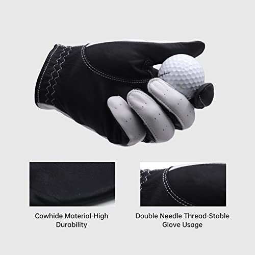 Golf Glove Left Hand Durable Calfskin Breathable Soft Fit For Men Women Touchscreen Washable Golf Glove White/Black L #TOP3