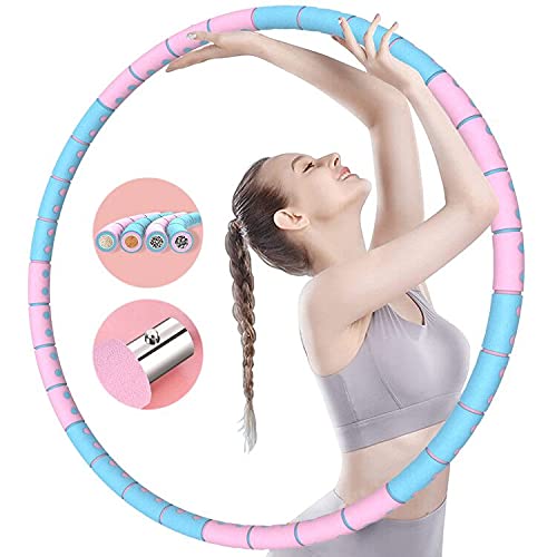 Exercise Hoop for Adults Weight Loss, 8 Section Detachable Stainless Steel Fitness Hoop with Soft Thicker Foam, Weighted Hoops for Home & Gym Workouts