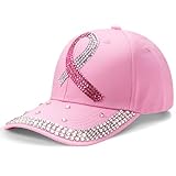 Ardorchid Breast Cancer Baseball Cap for Women Pink Ribbon Adjustable Caps Breast Cancer Awareness Rhinestone Hat for Women