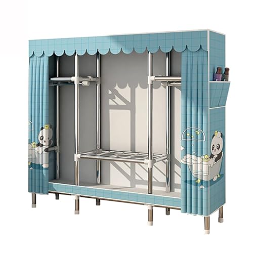 Armario De Lona 143x45x170cm, Tendedero Pesado Portátil para Dormitorio, Armario De Tejido Abierto con Cremallera, Estante De Almacenamiento De Ropa con Colgante Y Bolsa Lateral