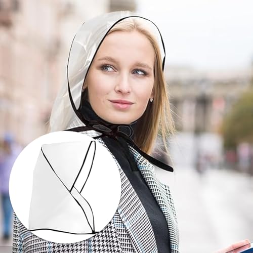 WeddHuis 2 Stück Regenhaube Transparent Kopf Regenhut,mit Sonnenschutz Kunststoff Regenhut Damen Wasserdicht Unisex Herren Damen Regenmantel Regenschutz Überkopf Regenmütze