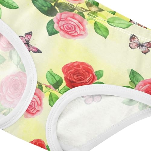 Toddler Underwear Custom 2t Cotton Panties for Girl Fancy Underpants Briefs Floral Watercolor Red Pink Roses4