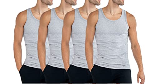 Palleon 4er Pack Herren Unterhemden aus 100% Baumwolle – Klassisches Achselhemd, Tank Top, Atmungsaktiv & Hautfreundlich, Perfekte Passform (as3, Alpha, m, Regular, Regular, grau)
