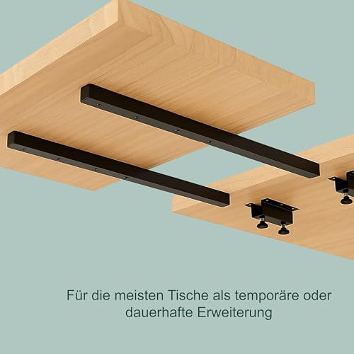 Relaxdays Tischplattenverlängerung, 60 cm, Tischverlängerung 2-armig, Tischbeschlag 80 kg, ausziehbar, Metall, schwarz