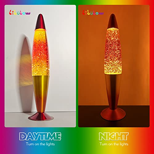 Image of 16 Inch Rainbow Glitter Lamp with 2 Bulbs, Sunset Lamp Sunrise Lamp, Night Light Mood Lighting for Adults, Home Room Office Decor, Great Present for Women Kids Birthday Anniversary,Yellow Orange Red