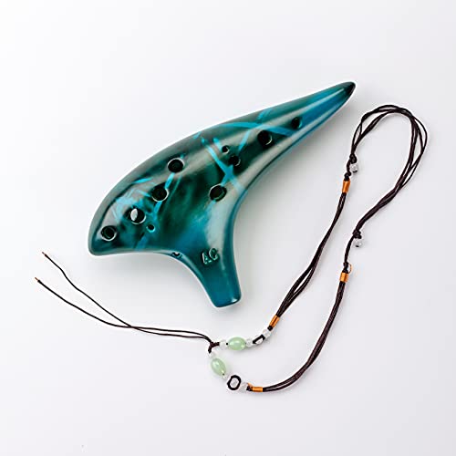 Image of Ocarina,Strawfire12 Hole Ocarina Instrument,Alto C Ceramic Ocarina With Song Book Strap for Beginner Gift Idea(Blue)