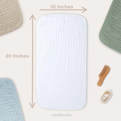 Comfy Cubs CC-109 Muslin Burp Cloths Set Large 100% Cotton Hand Washcloths For Babies, Baby Essentials 6 Layers Extra Absorbent And Soft Boys & Girls Baby Bibs & Burp Cloths Set thumb #2