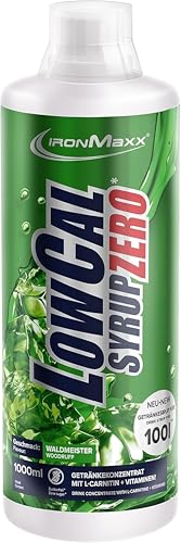 IronMaxx LowCal Syrup Zero - Waldmeister 1000ml | zuckerfreies Getränkesirup 1:100 ergibt 100l Getränkemischung | Getränkekonzentrat mit 22mg L-Carnitin und 19mg Magnesium pro Portion