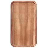 Medium Acacia Wood Serving Trays Long Charcuterie Boards Wood Snack Platter Rectangular Cookie Appetizer Plates Serving Cheese Board Rectangle Kitchen Dinner Platters for Food Dish Cake Dessert Tray