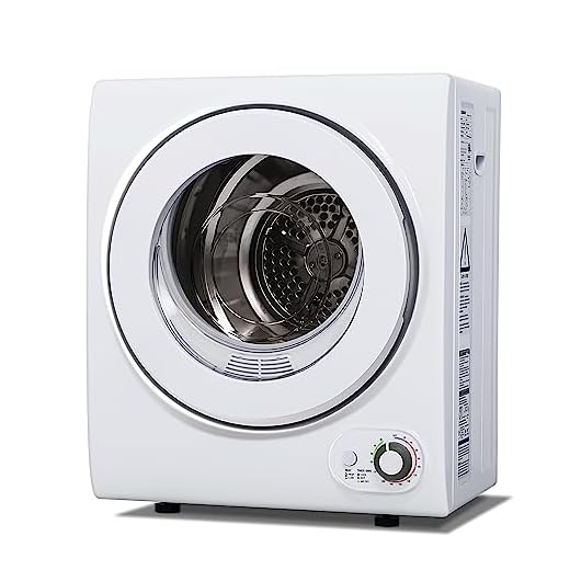 Euhomy 110V Portable Clothes Dryer 850W Compact Laundry Dryers 1.5 cu.ft Front Load Stainless Steel Electric Dryers Machine with Stainless Steel Tub for Apartment,RVs,Dorms,White Easy Control