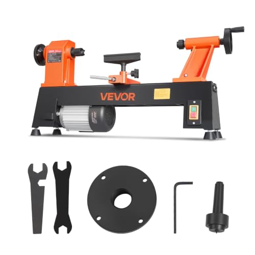 Image of VEVOR Wood Lathe 3 /4 HP 12 inch x 18 inch Benchtop Wood Lathe Machine 5 Speeds, 780 /1320 /1920 /2640 /3840 RPM, with Tool Rest, Wrenches, Faceplate, Heavy Duty, for Beginner Professional Woodworking, Woodturning