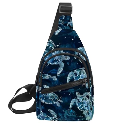 Mochila cruzada deportiva con diseño de tortuga para viajar y senderismo