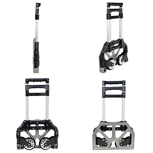 JupiterForce 170 lbs Capacity Luggage Cart Aluminum Lightweight Portable Hand Truck with Wheels
