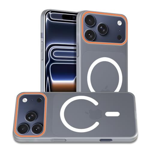 Image of AESTMO iPhone 17 Pro Back Cover | Slim Hard Shell | Matte Frosted Hard Back Translucent Back Cover for iPhone 17 Pro (Compatible with MagSafe Accessories) (Grey)