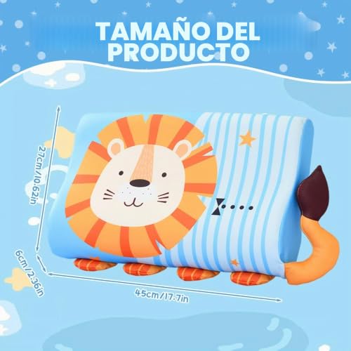 Miniatura 2 de Almohada Infantil, 45 x 27 cm Almohada para Niños, Almohada Niño con Funda, con Memoria, Transpirable y Suave, Almohadas Ergonómica para Niños de 3 a 12 Trae Dulces Sueños (León)