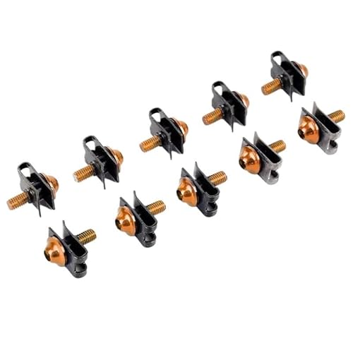 10個入り アルミ製 オートバイ用 M5 フェアリングボルト ファスナー クリップ ナット ボルト オートバイ 自動車 オートバイアクセサリー(Orange)