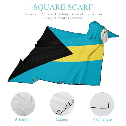 Bahamas Flag Classic Silk Scarf for Women Neck Hair Wrap Head Scarves for Sleeping Gift, 0ne size4