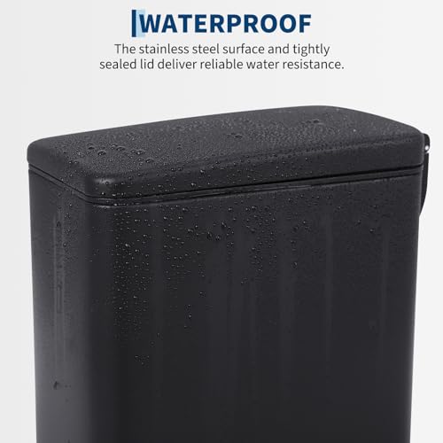 Caneca de basura rectangular negra de acero inoxidable 10 L miniatura 4