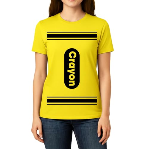 Funny Crayon Halloween Shirt Costume T-Shirt for Women and Teens - Yellow Small
