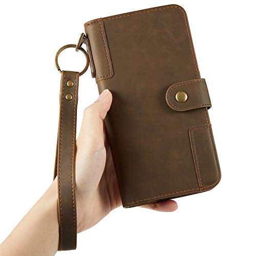 Capa carteira XYX para Samsung A50, Galaxy A50, [4 compartimentos para cartão][couro retrô][alça de